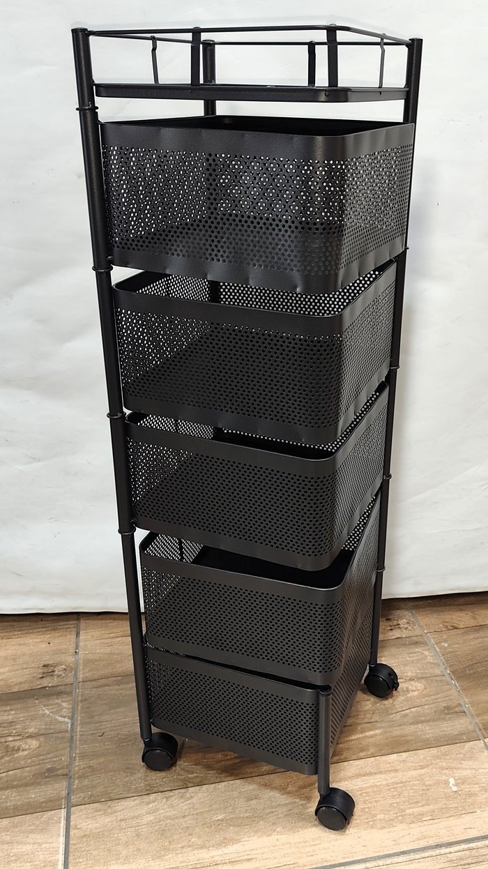 Lote anterior: Organizador metálico X5 canastos y ruedas, rectangular, negro, nuevo en caja