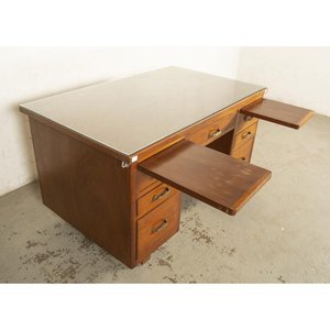 Escritorio de madera con 7 cajones y vidrio biselado - imagen 3