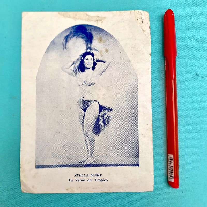Postal Antigua "Stella Mary La Venus del Trópico" con Sello "El Gato Negro"