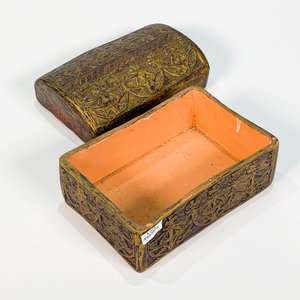 Cofre Decorativo Cerámica Dorado Estilo Baúl Gótico - imagen 2