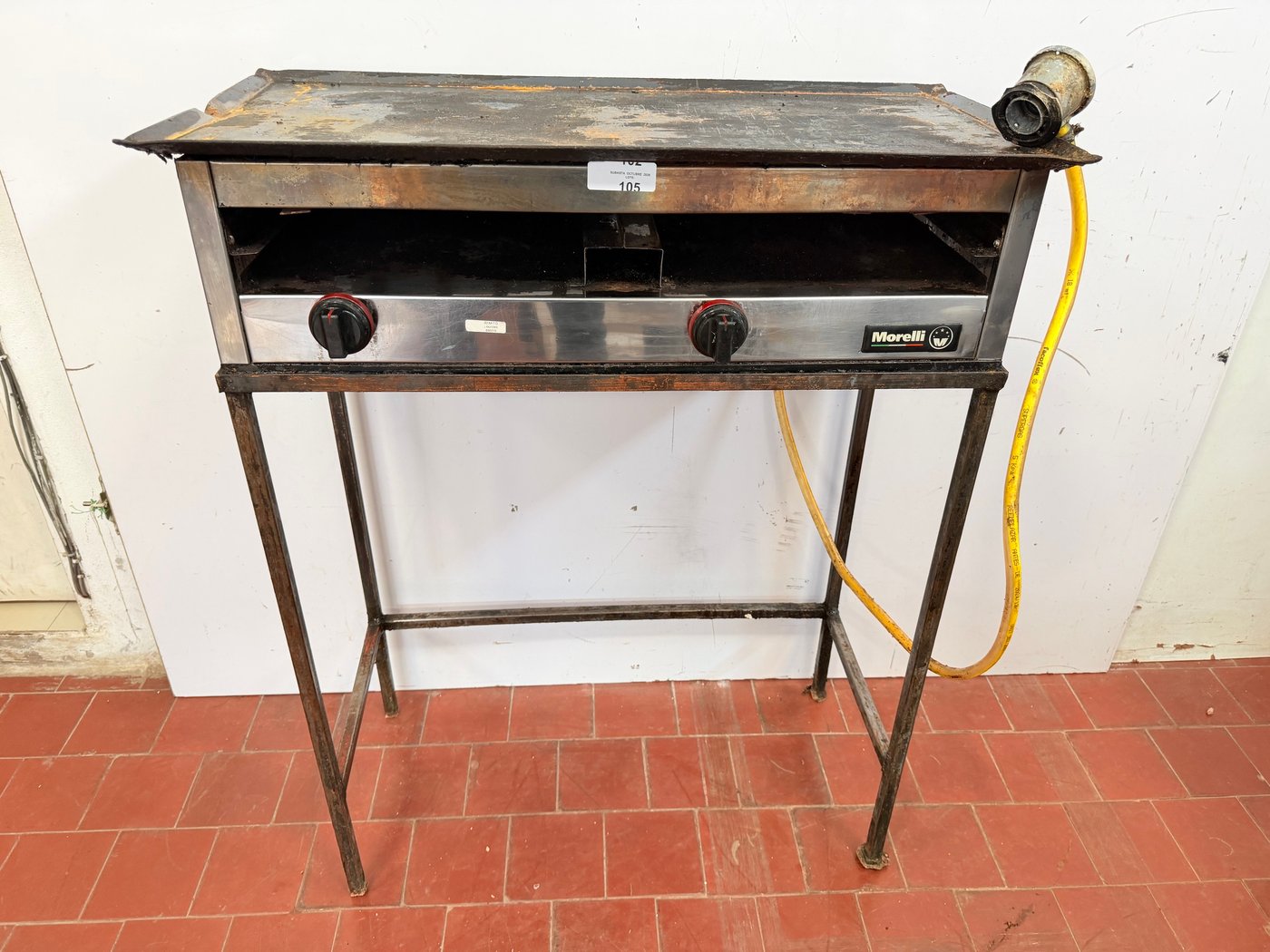 Plancha Chivitera a Gas Morelli con Base y Válvula