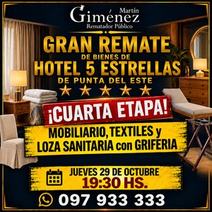 Lote anterior: Gran Remate de Hotel 5 Estrellas: Mobiliario, Textiles y Loza Sanitaria