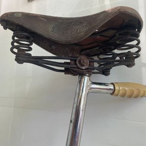 Asiento de Bicicleta Vintage Cuero Marrón "Puppy" Made in Occupied Japan - imagen 12