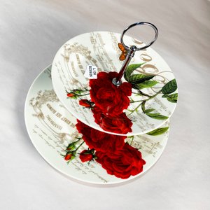 Plato de Masas Dos Niveles "Botanical Collection" con Rosas Rojas - imagen 2
