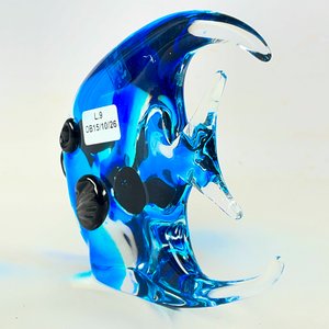 Figura Decorativa de Pez en Cristal Murano Azul y Negro - imagen 3