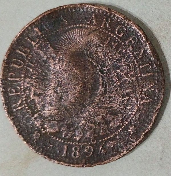 Moneda Antigua 2 Centavos República Argentina 1894 "Patacón" Cobre - imagen 1
