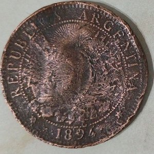 Moneda Antigua 2 Centavos República Argentina 1894 "Patacón" Cobre - imagen 1