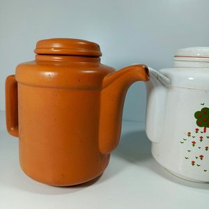 Juego de 2 Teteras Vintage de Porcelana Decorada y Naranja - imagen 3