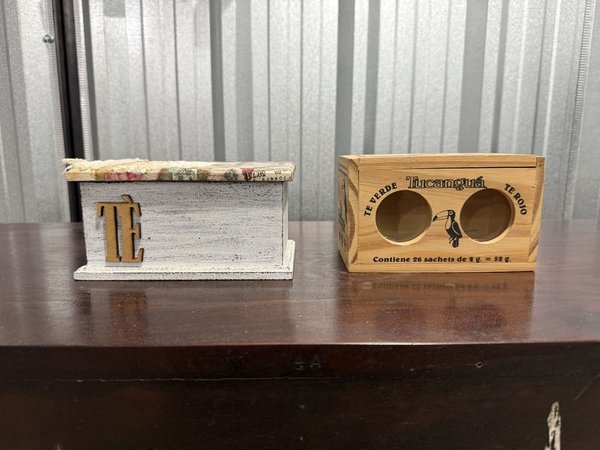Par de Cajas Decorativas de Madera para Té - imagen 1