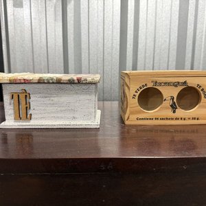 Par de Cajas Decorativas de Madera para Té - imagen 1