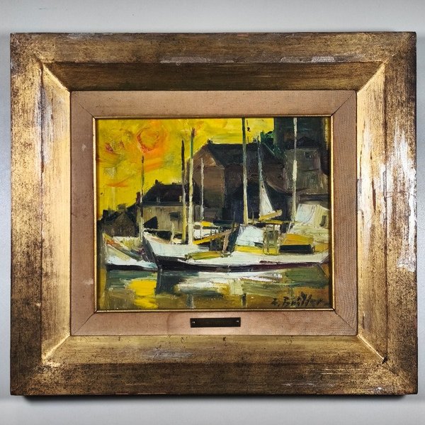 Óleo sobre lienzo "Atardecer en el Puerto" de Zoma Baitler - imagen 1