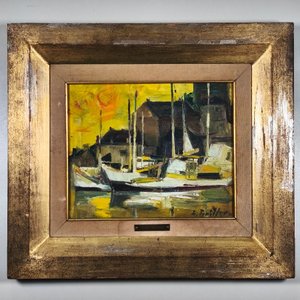 Lote siguiente: Óleo sobre lienzo "Atardecer en el Puerto" de Zoma Baitler