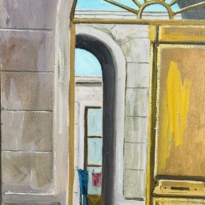Óleo "Fachada" de León, 50 x 40 cm, S/Marco - imagen 2