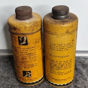 Dos tarros antiguos Dr. Scholl: Polvo Fixo Antisu-doral y Jabón Pédico - imagen 5