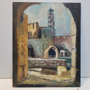 Lote de 3 Cuadros al Óleo: Paisajes Urbanos y Arquitectónicos, Firmados - imagen 3