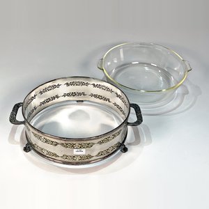 Fuente de Vidrio Pyrex con Soporte Metálico Decorado - imagen 4
