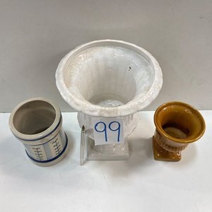 Jarrón Blanco y Dos Porta Lápices de Cerámica - imagen 3