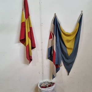 Lote de 19 Banderas Navales de Señales Marítimas en Tela - imagen 1