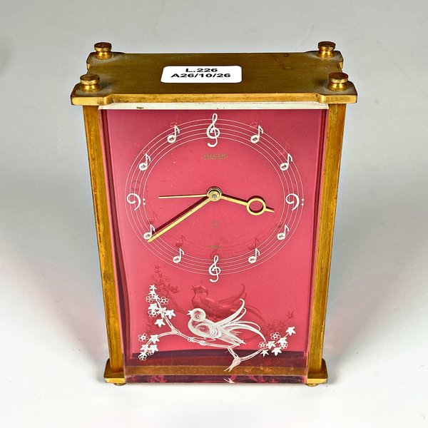 Reloj de Sobremesa Jaeger de Bronce y Vidrio con Diseño Musical - imagen 1