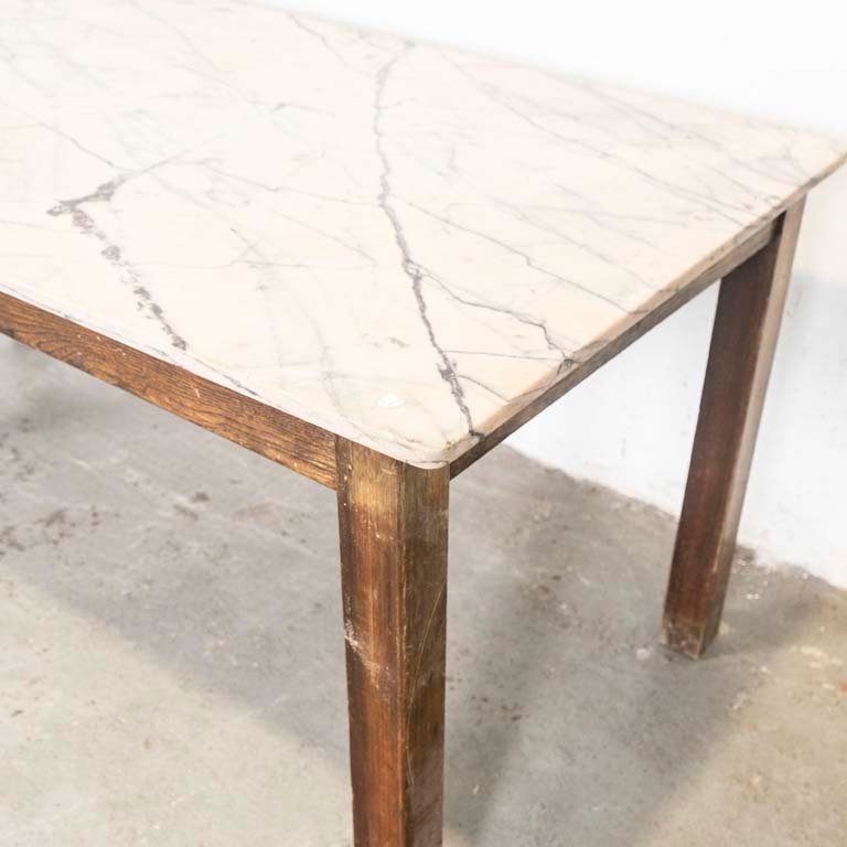 Mesa de comedor con tapa de mármol y base de madera - imagen 2