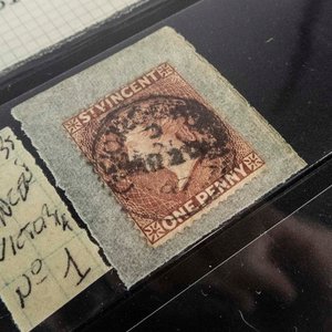 Sello Conmemorativo Isla St. Vincent N°1 Reina Victoria 1861 - imagen 2