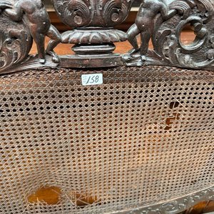 Sillón de 2 Cuerpos Antiguo con Madera Labrada y Esterilla - imagen 1
