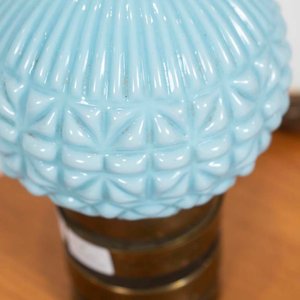 Velador de Bronce con Tulipán de Opalina Celeste - imagen 2
