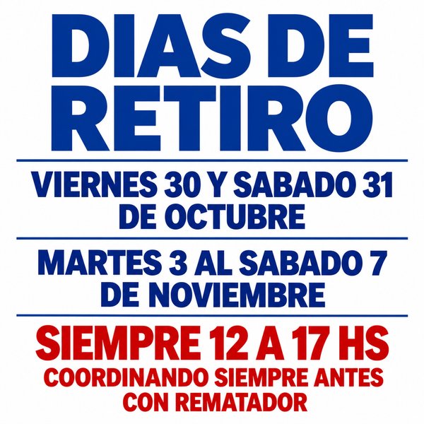 Días de Retiro de Lotes: Octubre y Noviembre