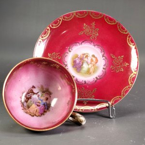 Dúo de Tazas de Café de Porcelana Alemana con Escudo "Köln a. Rhein" - imagen 4