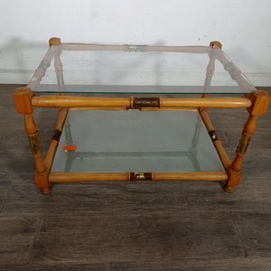 Mesa Ratona Estilo Bambú con Tapa de Vidrio - imagen 3