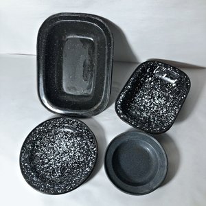 Set de 4 Piezas Esmaltadas: Fuentes, Plato y Bandeja Redonda - imagen 2