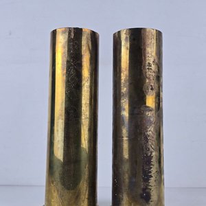 Par de Casquillos de Artillería de Latón Estadounidense 105mm WWII - imagen 2