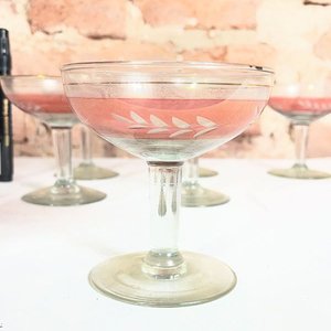Juego de 6 Copas de Cristal Labrado con Detalle Rosa y Dorado - imagen 3