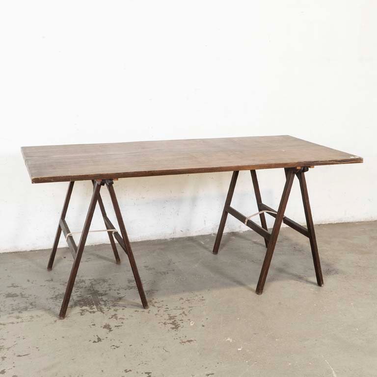 Mesa Plegable de Madera con Caballetes