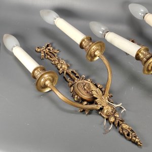 Par de Apliques de Pared Franceses en Bronce con 2 Luces Cada Uno - imagen 8