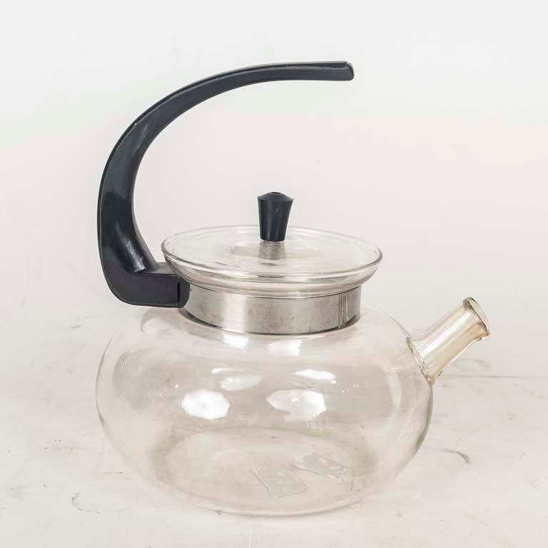 Tetera de Vidrio Transparente con Asa Negra - 20 cm