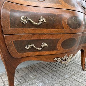 Cómoda Estilo Luis XV Rococó Francés Bombé con Mármol - imagen 16
