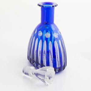 Botellón de Cristal Azul Tallado con Tapón Decorativo - imagen 3
