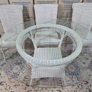 Juego de Comedor de Ratán con Mesa de Vidrio para 4 Personas - imagen 7