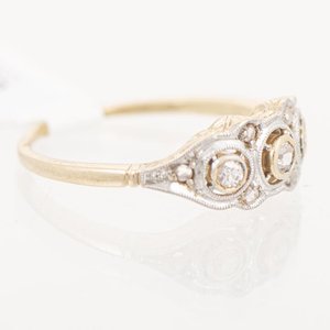 Anillo de Oro 18k y Platino con Brillante y Diamantes - imagen 2