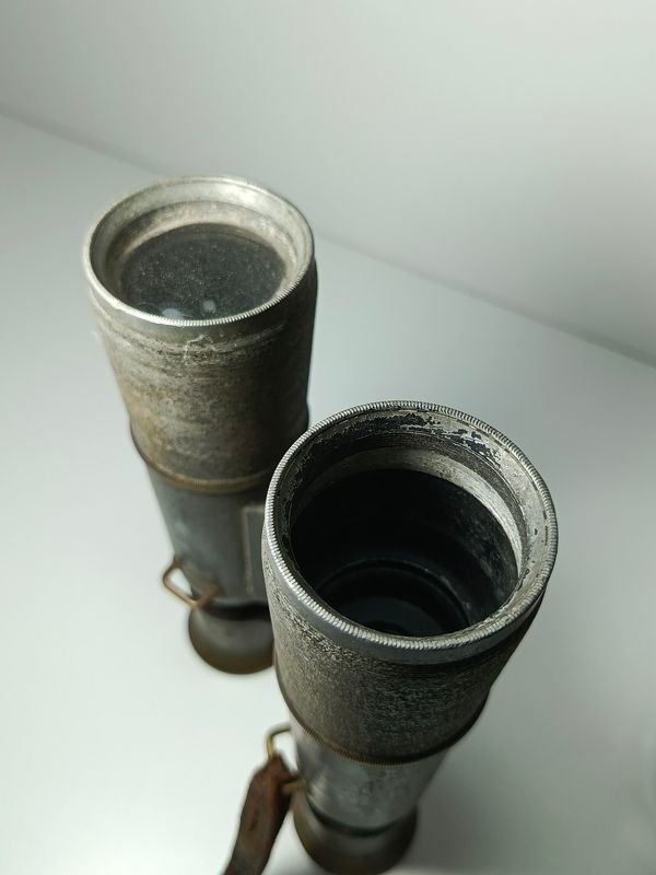 Antiguo par de binoculares militares en bronce y antimonio - imagen 3