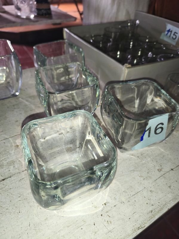 4 Centros de Mesa Cuadrados de Vidrio Grueso