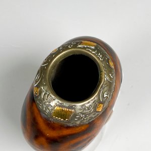 Mate galleta virola de plata y oro ,con soporte acrílico - imagen 3