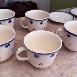 Juego de 5 Tazas y 4 Platillos de Porcelana Checoslovaca con Diseño de Cerezas - imagen 8