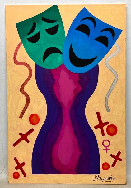 Lote siguiente: Pintura de Luciana Beznosko: Mujer disfrazada