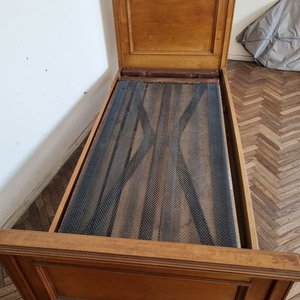 Antigua Cama Luis XVI Una Plaza Madera Noble con Elástico Tejido - imagen 5