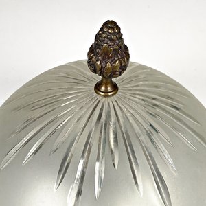 Plafon de Techo Bronce y Vidrio Opalino con Detalles Florales - imagen 2