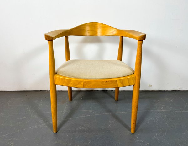 Sillón Danés de Madera con Asiento Tapizado Beige - imagen 1