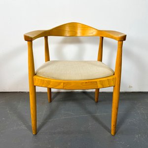 Sillón Danés de Madera con Asiento Tapizado Beige - imagen 1