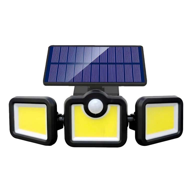 Luminaria Solar Exterior con 3 Paneles LED y Sensor de Movimiento